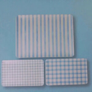 Blue white serving trays bamboo Crofton three set checkered kitchenware baking